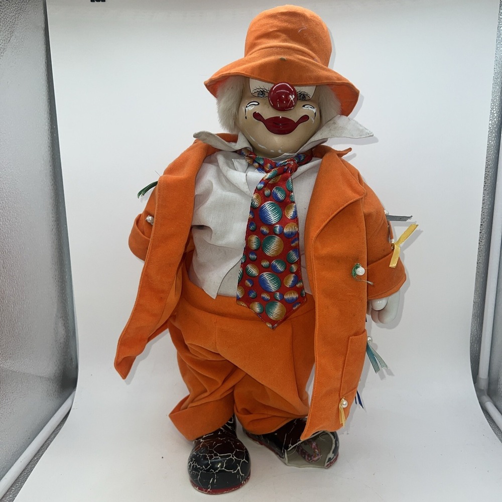 Vintage GOLD DEER AND CO. Standing Clown 21" Tall XXL Porcelain Face & Hands
